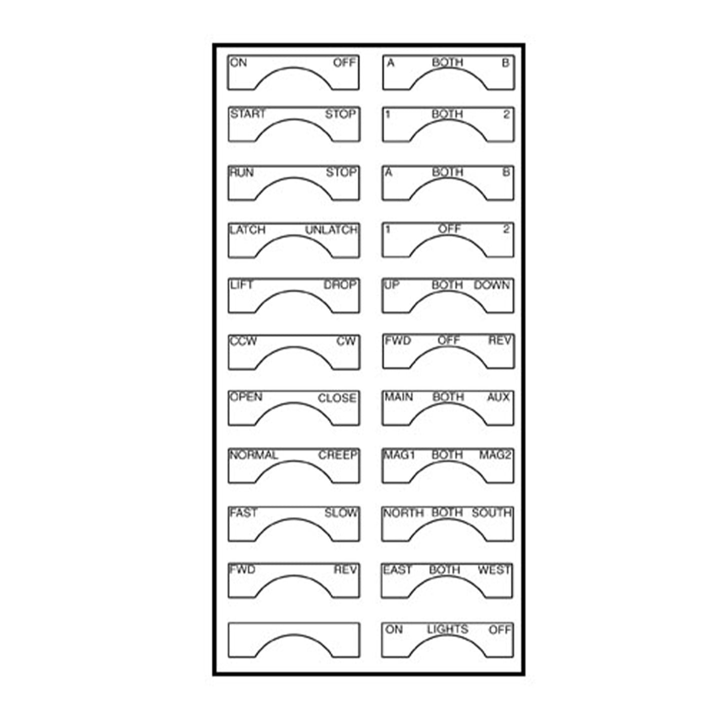 80 Series Pendant Legend Sheet, For Selector Switches - Sheet 2