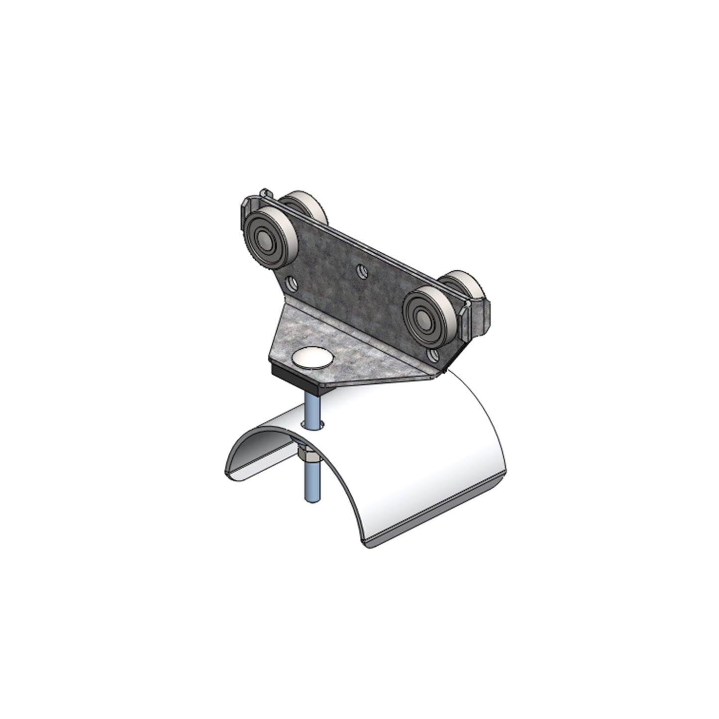 Standard Duty C-Track Festoon Cable Trolley For Flat Cable, Plated Steel, 3.15" Dia x 3" W Saddle, 5" W Body