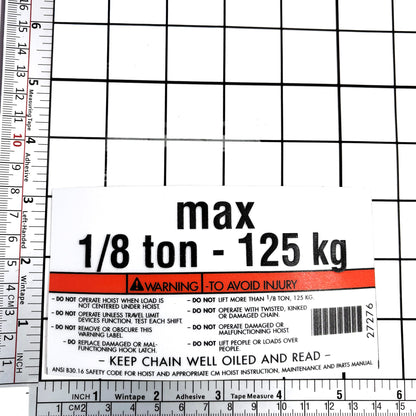 Label Capacity 1/8 Ton
