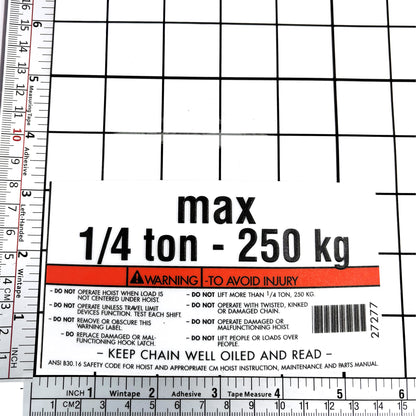 Label Capacity 1/4 Ton