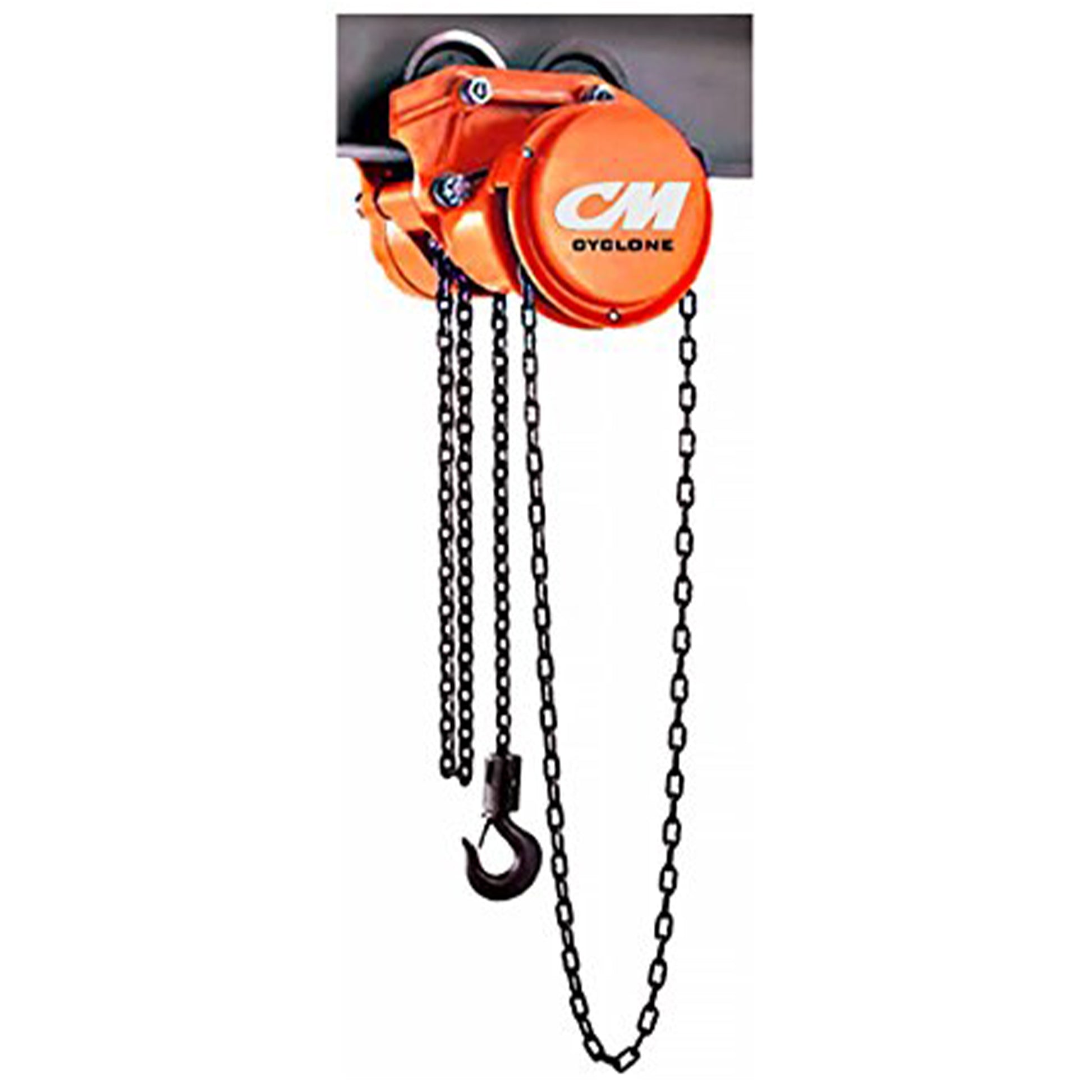 CM® Cyclone 6 Ton (t) Capacity and 10 Feet (ft) Standard Lift Hand Chain Low Headroom Geared Trolley Hoist