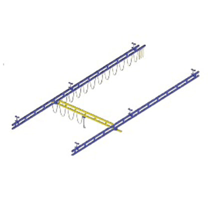 Gorbel® 43 Feet (ft) Runway Length, 20 Feet (ft) Maximum Hanger Spacing (L1), and 1000 Pound (lb) Capacity Aluminum Ceiling Mounted Workstation Crane