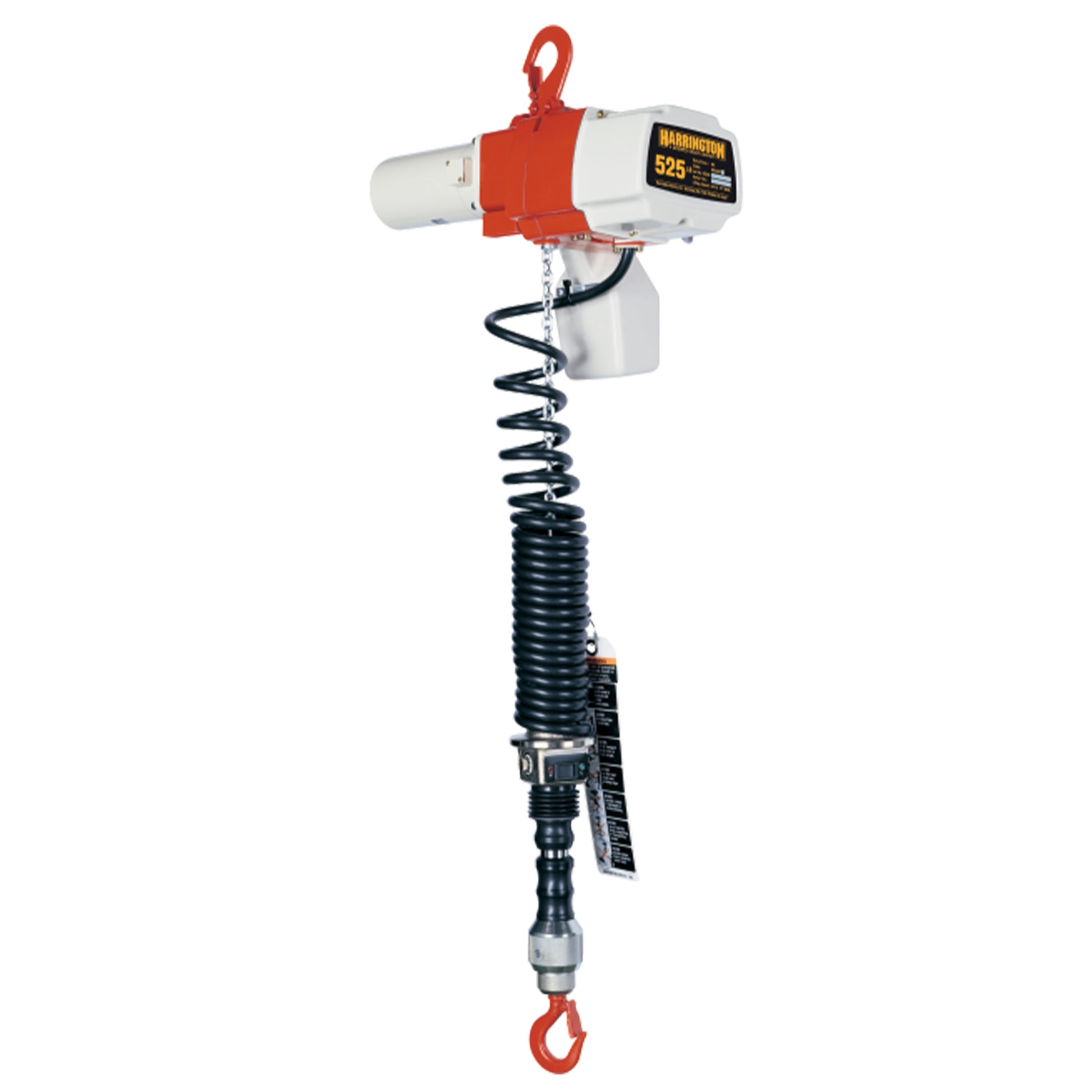 525 Lb. ED DA Electric Chain Hoist with Rigid Hook Suspension, 6ft of lift @ 44/10fpm, 120v
