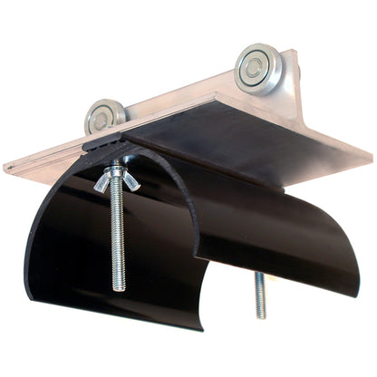 7" Trolley Assembly Alum, SS Wheels and Hardware, 5.5" Diameter. Nylon Saddle