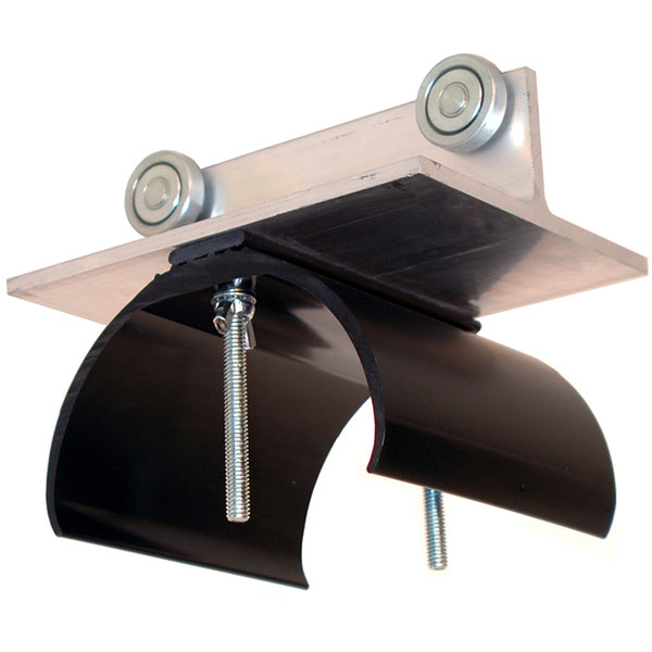 7" Trolley Assembly Alum, SS Wheels and Hardware, 5.5" Diameter. Nylon Saddle