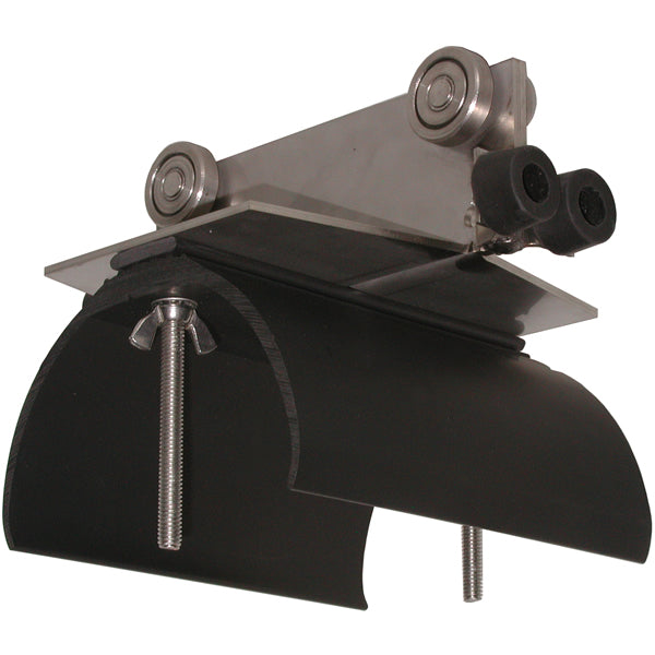 8" Trolley Assembly SS Body - SS Wheels & Hardware, Bumpers, 6" Diameter. Nylon Saddle