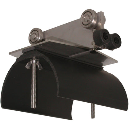 8" Trolley Assembly SS Body - SS Wheels & Hardware, Bumpers, 6" Diameter. Nylon Saddle