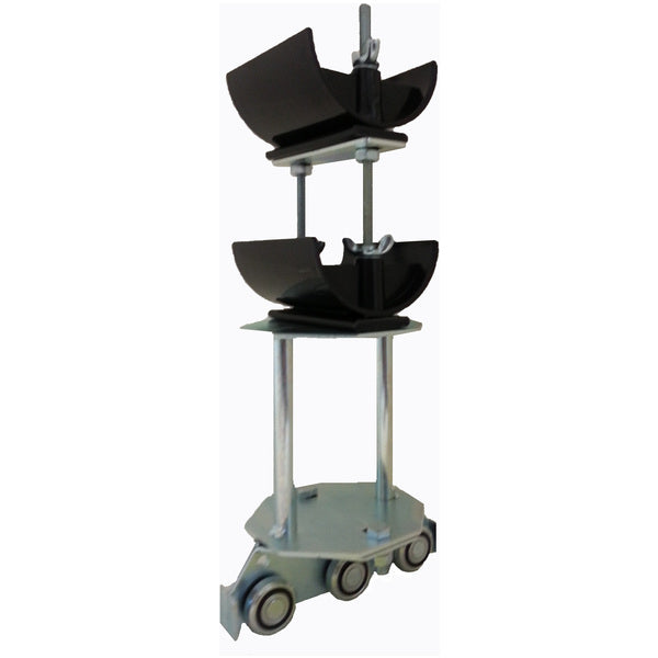 Tow Trolley Assembly, Steel Wheels. Two Tier 3" Diameter Nylon Saddles