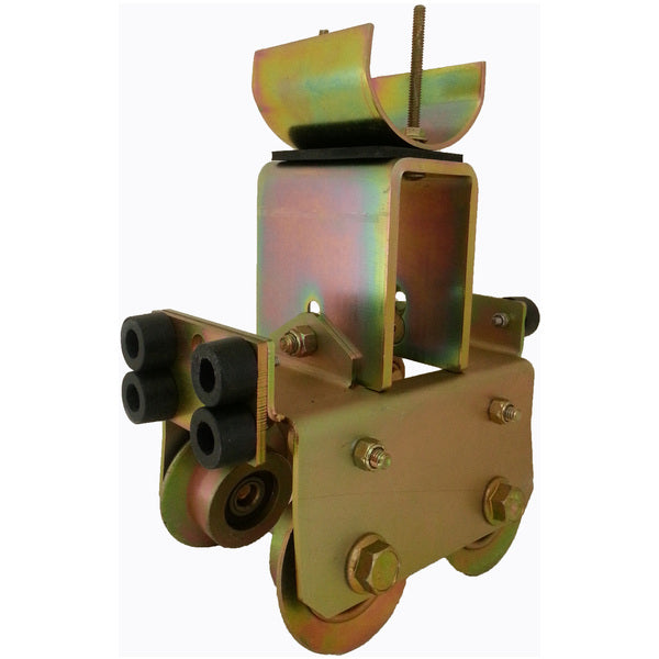 8.5" Tow Trolley with Flanged Wheels and 3" Diameter Nylon Saddle