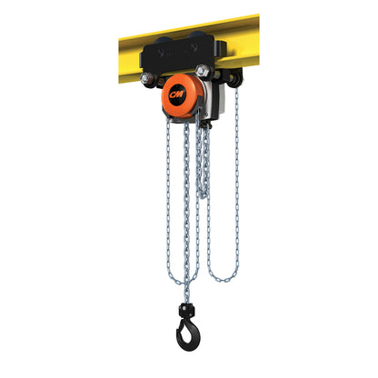 CM® Hurricane 360 Degree 1/2 Ton (t) Capacity 30 Feet (ft) Standard Lift Army-Type, Integrated Trolley Hoist