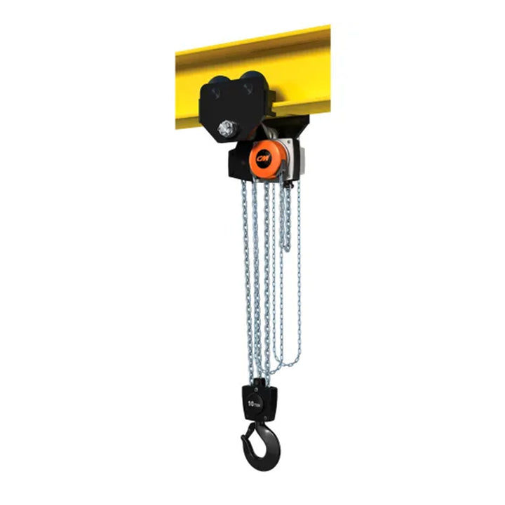 CM® Hurricane 360 Degree 10 Ton (t) Capacity 30 Feet (ft) Standard Lift Army-Type, Integrated Trolley Hoist
