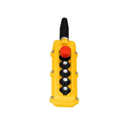 SBN Pendant Pushbutton Station, 5-Button, (2) Single-Speed with Emergency Stop (Rotate to Release)