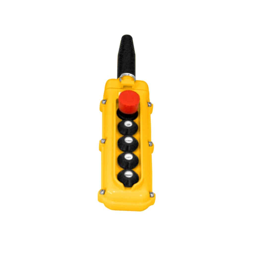 SBN Pendant Pushbutton Station, 5-Button, (2) Three-Speed with Emergency Stop (Rotate to Release)