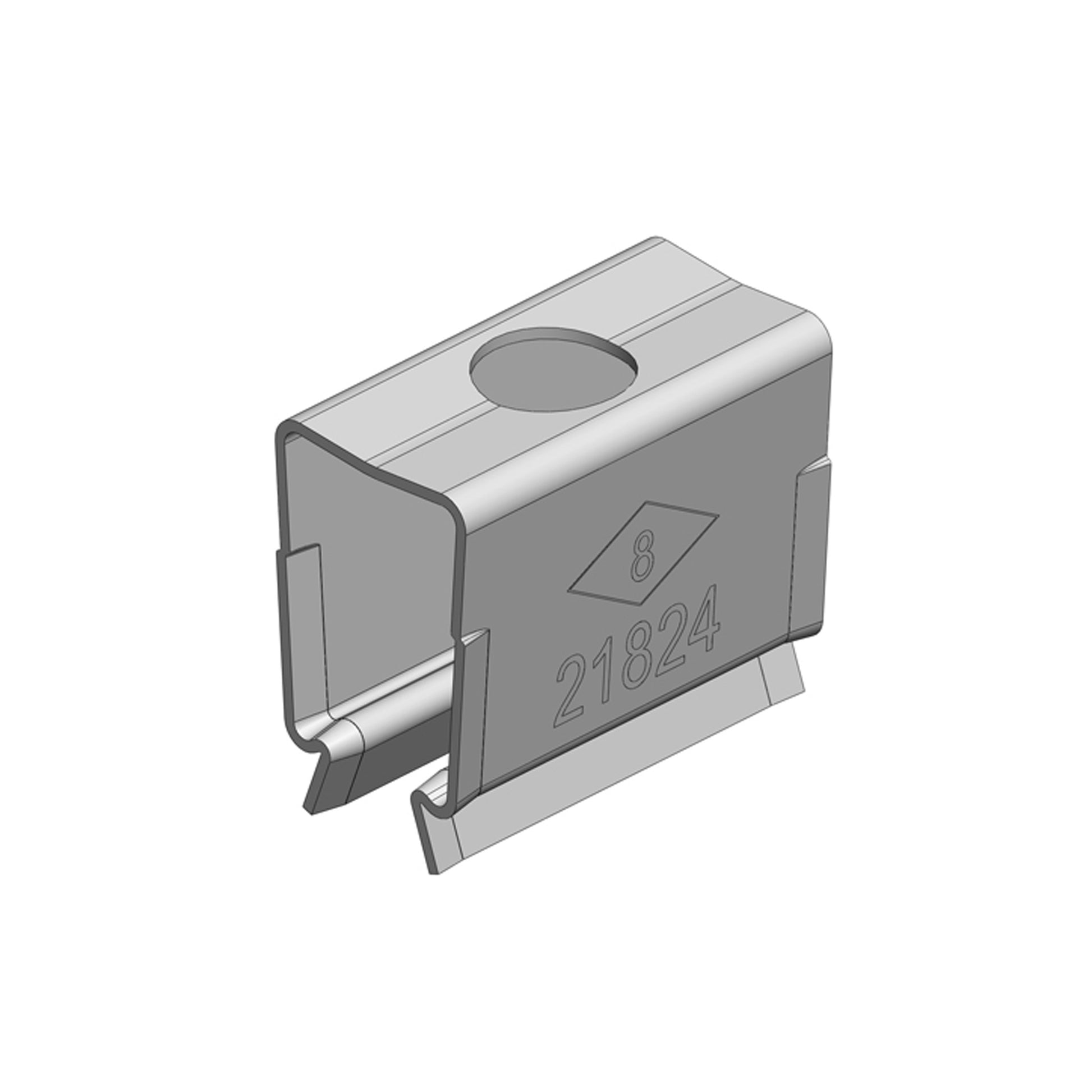 8-Bar, Hanger Clamp, Snap-in Steel, no Hardware, 3/8 inch hole, Plated Steel