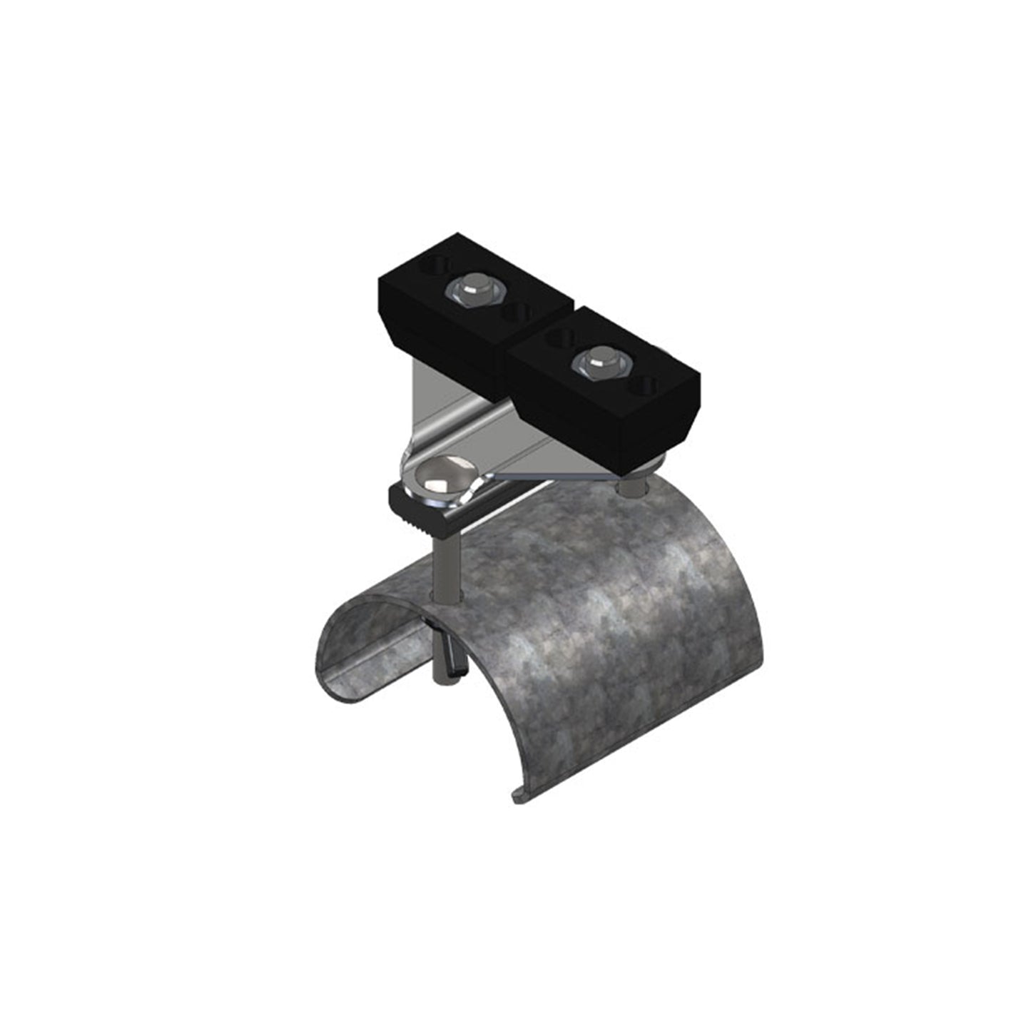 Standard Duty C-Track Festoon End Clamp For Flat Cable, Plated Steel Saddle, 2.75" Dia x 3" Wide