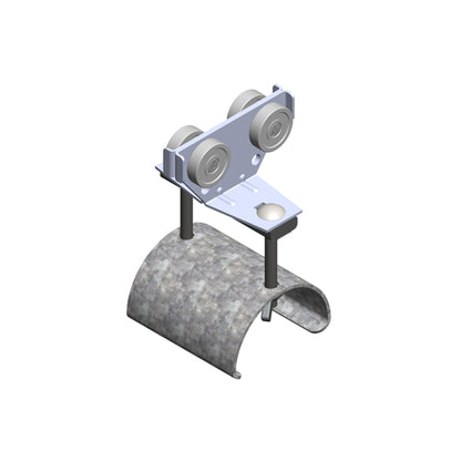 Standard Duty C-Track Festoon Intermediate Trolley For Flat Cable, Plated Steel, 2.75" Dia x 3" W Saddle, 3" Body Width