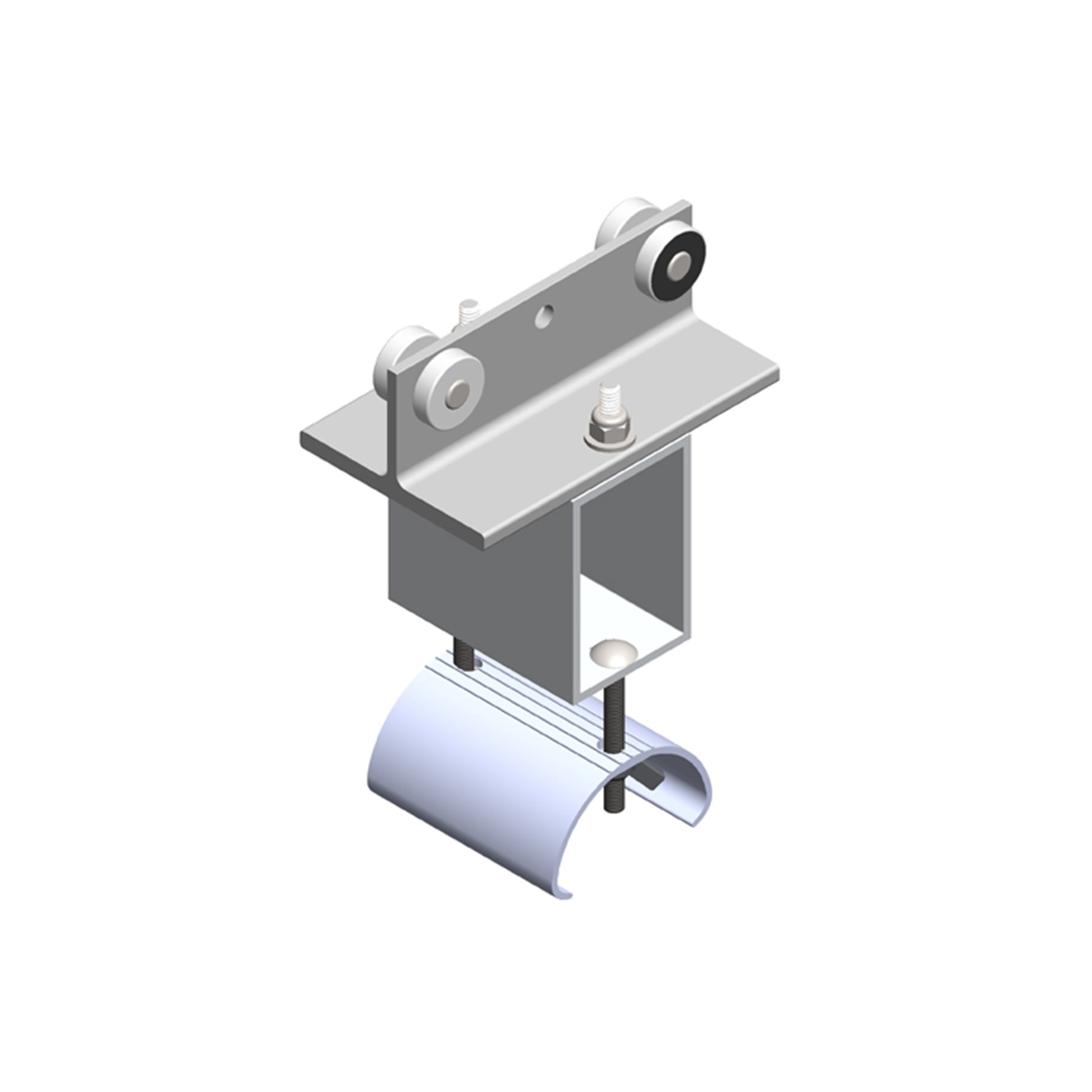 Standard Duty C-Track Festoon Cable Trolley For Flat Cable, Steel, Plated, 2.75" Dia x 3" W Saddle, 5" Body Width