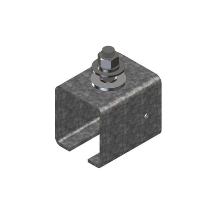 Heavy Duty C-Track Festoon Track Hanger, Galvanized Steel, To Mount Track To Angle Iron Support Channel