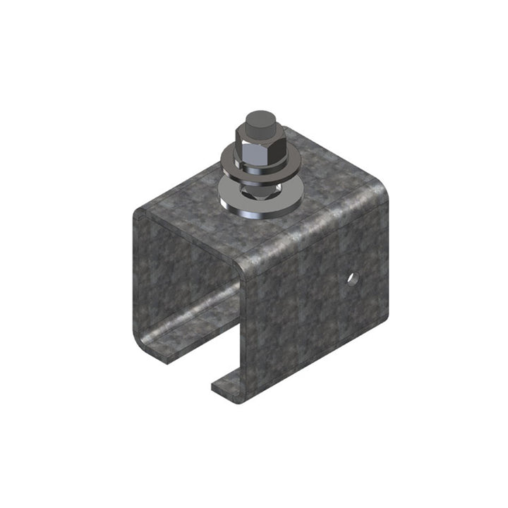 Heavy Duty C-Track Festoon Track Hanger, Galvanized Steel, To Mount Track To Angle Iron Support Channel