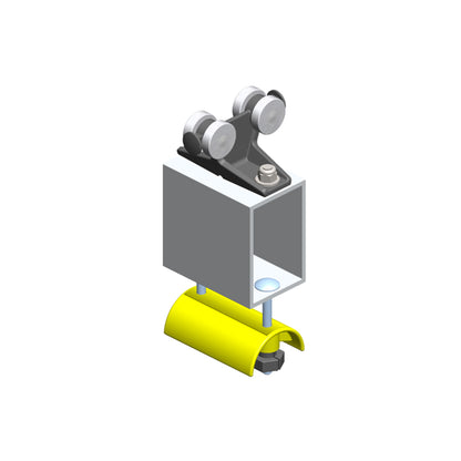 Standard Duty C-Track Festoon Tow Trolley For Flat Cable, Plastic, 2" Dia x 3" W Saddle, 3" Body Width