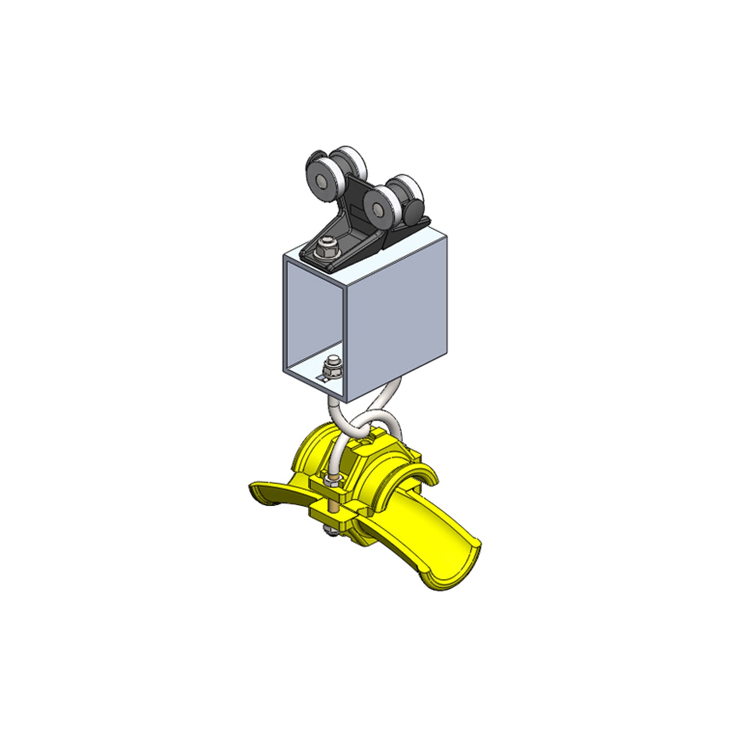 Standard Duty C-Track Festoon Tow Trolley For Round Cable, Plastic Saddle/Body, For 1.42" max dia cable / hose