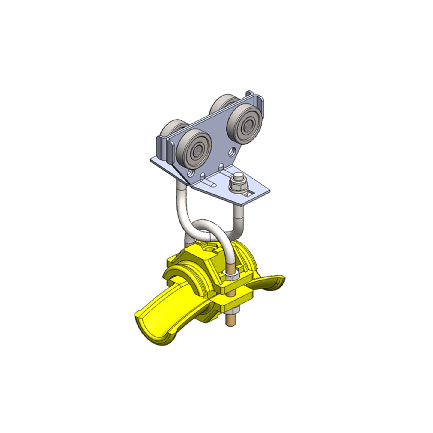 Standard Duty C-Track Festoon Cable Trolley For Round Cable / Hose, Plated Steel, For 0.98" max dia cable / hose