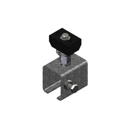 Standard Duty C-Track Festoon Track Anchor Bracket, For Cross Arm Support Channels, Galv Steel, End-Feed Style