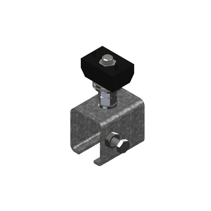 Standard Duty C-Track Festoon Track Anchor Bracket, For Cross Arm Support Channels, Galv Steel, End-Feed Style