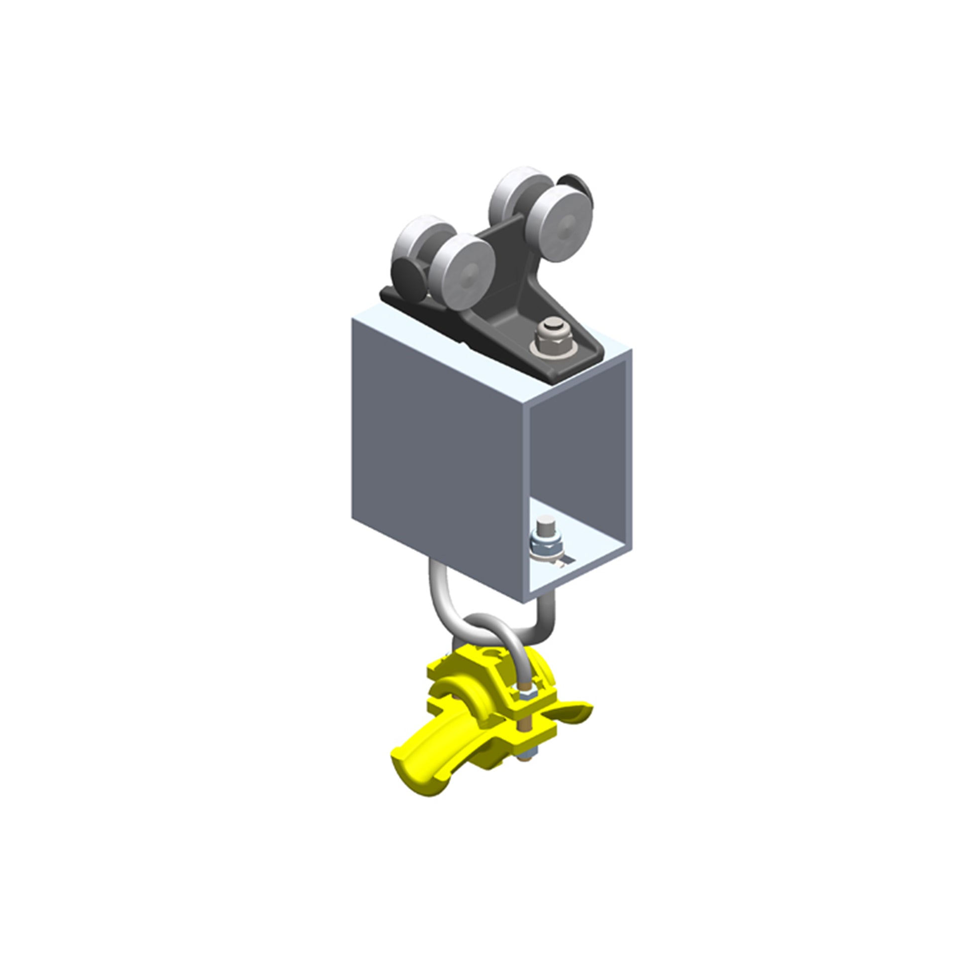 Standard Duty C-Track Festoon Tow Trolley For Round Cable, Plastic Saddle / Body, For 0.63" max dia cable / hose
