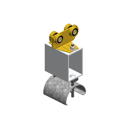 Standard Duty C-Track Festoon Tow Trolley For Flat Cable, Plated Steel, 2.75" Dia x 3" W Saddle, 3" Body Width