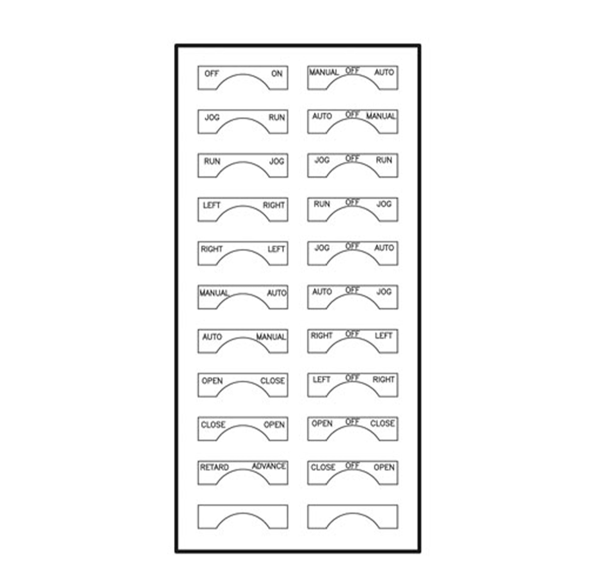 80 Series Pendant Legend Sheet for selector switches - sheet 1