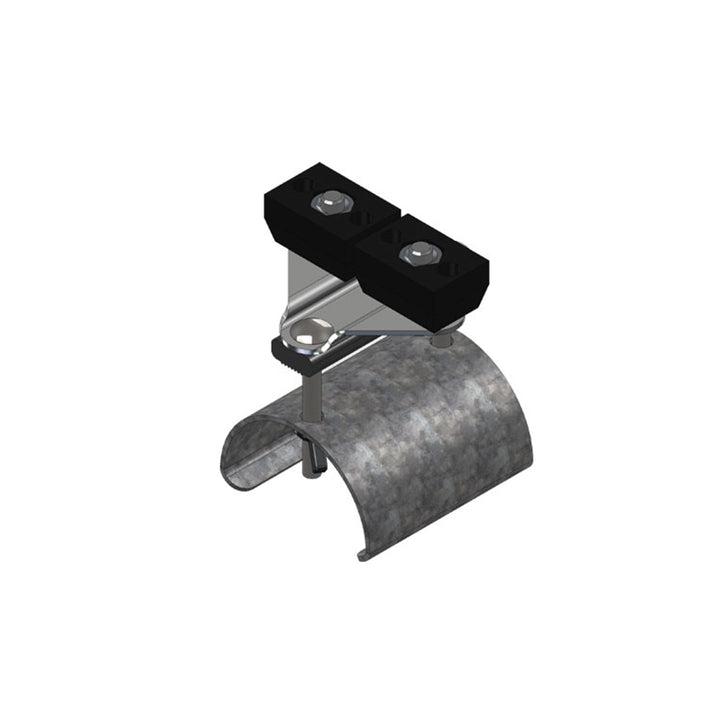 Standard Duty C-Track Festoon End Clamp For Flat Cable, Stainless Steel Saddle, 2.75" Dia x 3" Wide