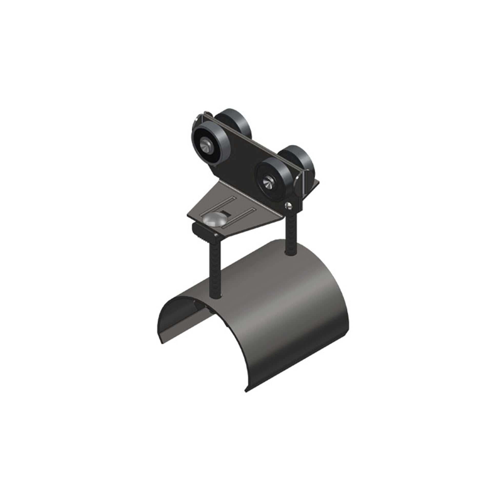 Standard Duty C-Track Festoon Cable Trolley For Flat Cable, Stainless Steel, 2.75" Dia x 3" W Saddle, 3" Body Width