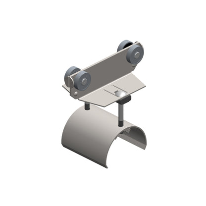 Standard Duty C-Track Festoon Cable Trolley For Flat Cable, Stainless Steel, 2.75" Dia x 3" W Saddle, 5" Body Width
