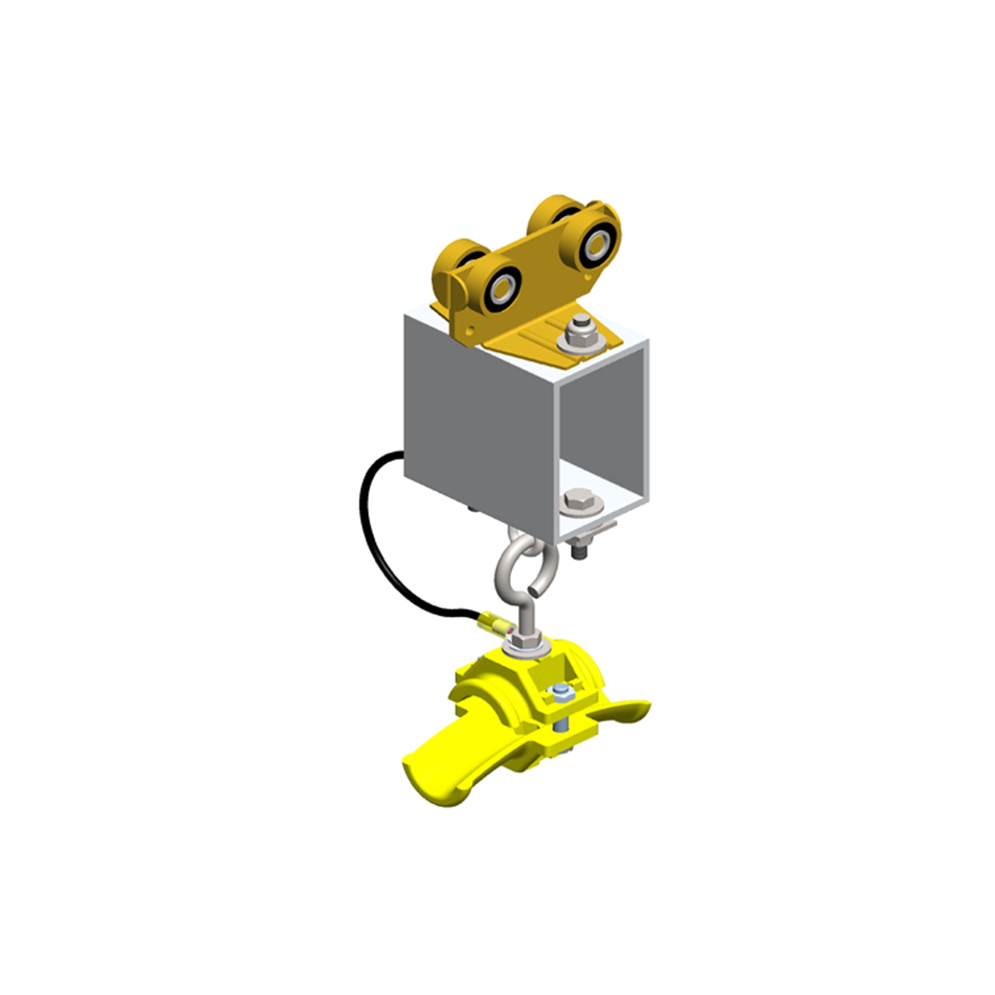 Standard Duty C-Track Festoon Tow Trolley For Round Cable, Brass Spark Resistant, For 0.98" max dia cable / hose