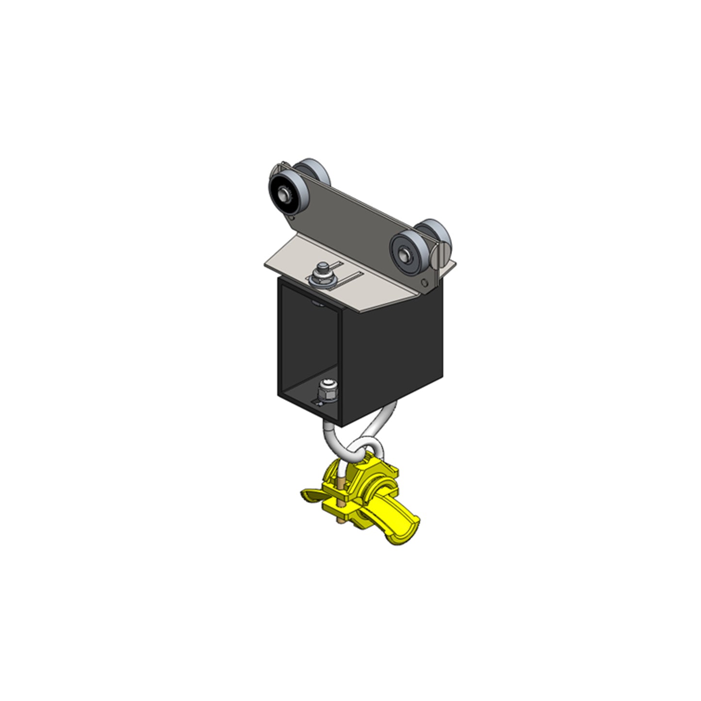 Standard Duty C-Track Festoon Tow Trolley For Round Cable, Stainless Steel, For 1.42" max dia cable / hose