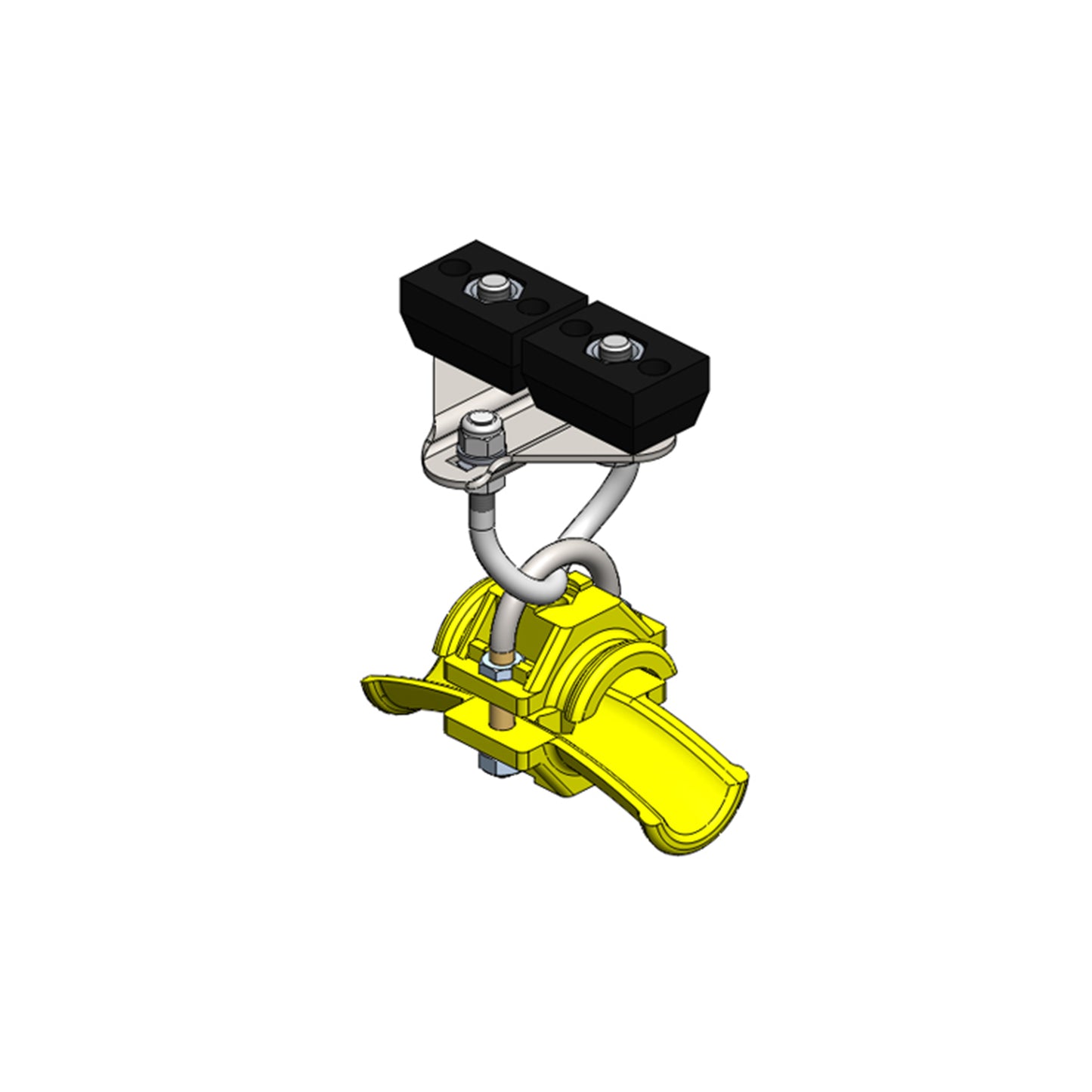Standard Duty C-Track Festoon End Clamp For Round Cable, Stainless Steel, For 1.42" max dia cable / hose