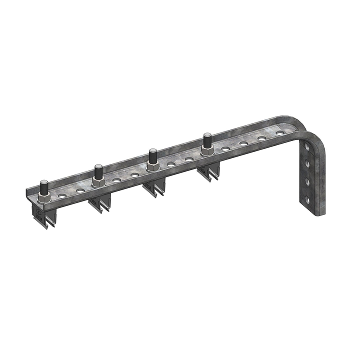 8-Bar, Bracket, Web, with Hanger Clamps, 4 Steel Snap-in, 3 inch on Center, 15.5 inch L