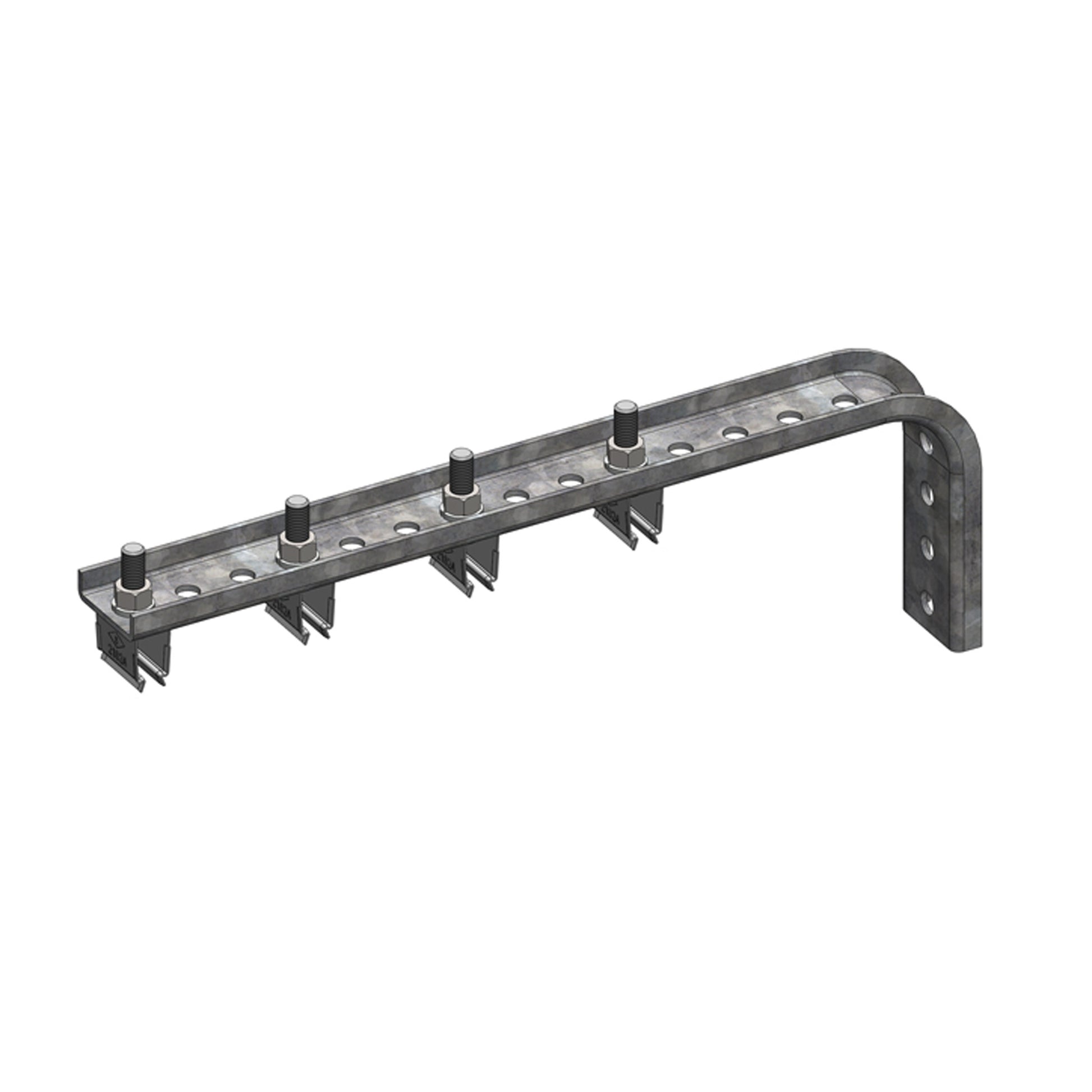 8-Bar, Bracket, Web, with Hanger Clamps, 4 Steel Snap-in, 3 inch on Center, 15.5 inch L