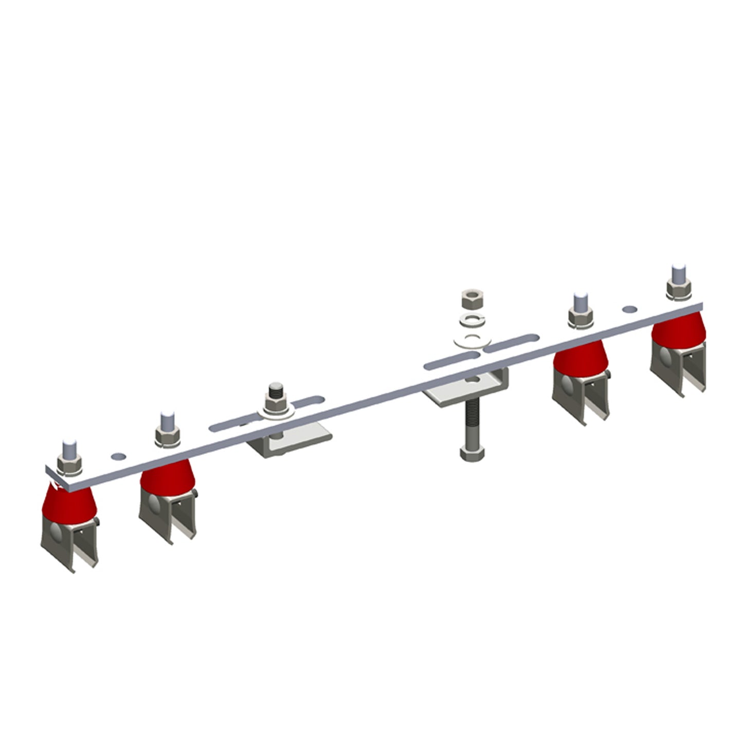 8-Bar, Bracket, Flange, with Hanger Clamps, Steel Cross-Bolt, w/Insulators, 2+2, 19 3/8 inch L