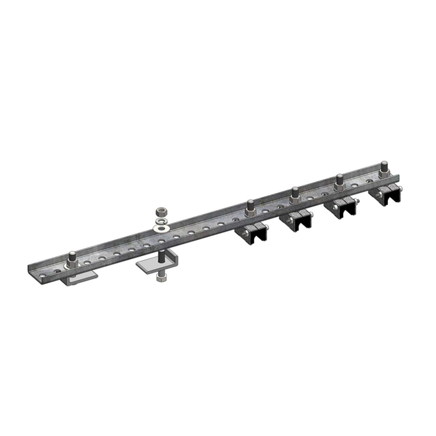 8-Bar, Bracket, Flange, with Hanger Clamps, Steel Snap-in, 4 on one side, 24 inch L