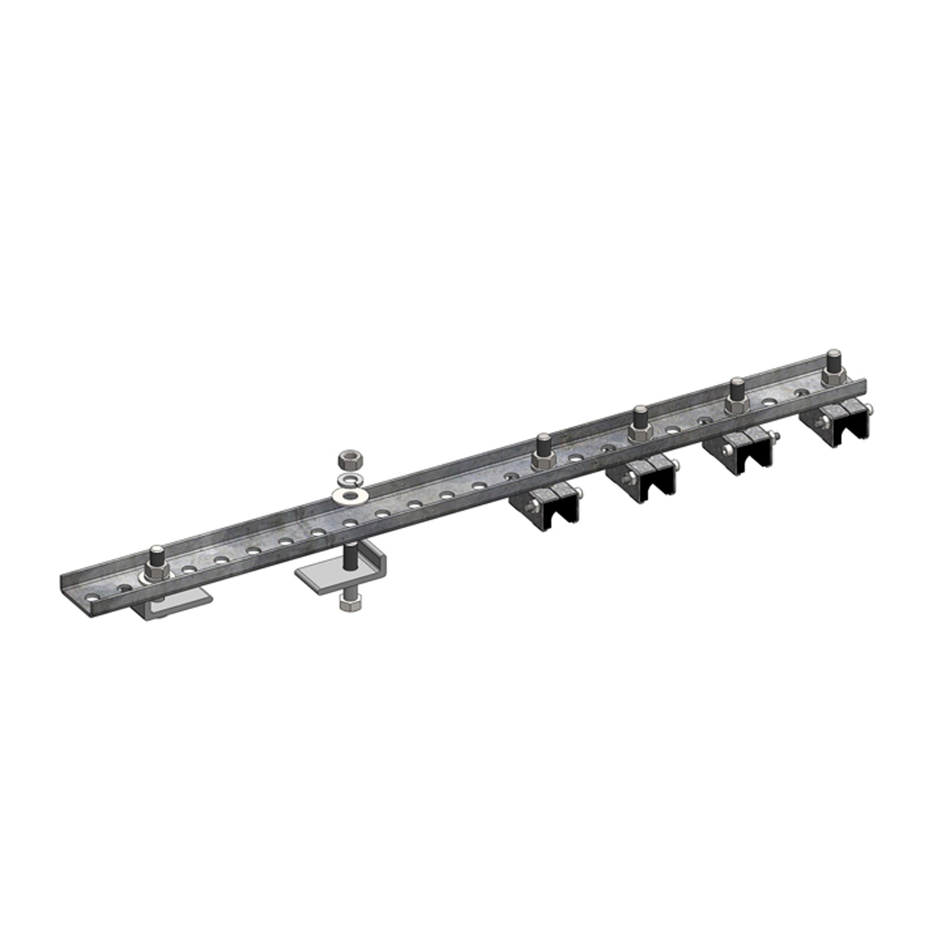8-Bar, Bracket, Flange, with Hanger Clamps, Steel Snap-in, 4 on one side, 24 inch L